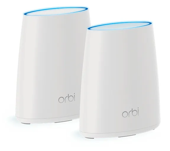 RBK40-100PES - Netgear Orbi Whole Home RBK40 7 x Ports 1000Base-T LAN + 1 x Port RJ-45 WAN 2.2Gb/s IEEE 802.11a/n/ac 5GHz Router + Satellite