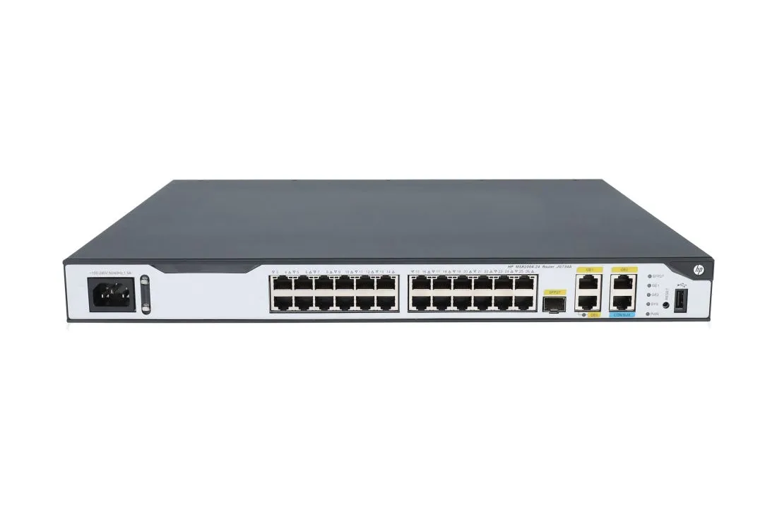 JG734-61101 - HP FlexNetwork MSR2004-24 24 x LAN Ports 10/100/1000Base-TX RJ-45 1U Rack-mountable AC Router