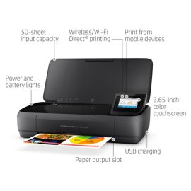 CZ992A - HP OfficeJet 250 Mobile Black 1200 x 1200 dpi / Color 4800 x 1200 dpi Black 10 ppm / Color 7 ppm USB, Bluetooth, Wireless All-in-One Inkjet Printer